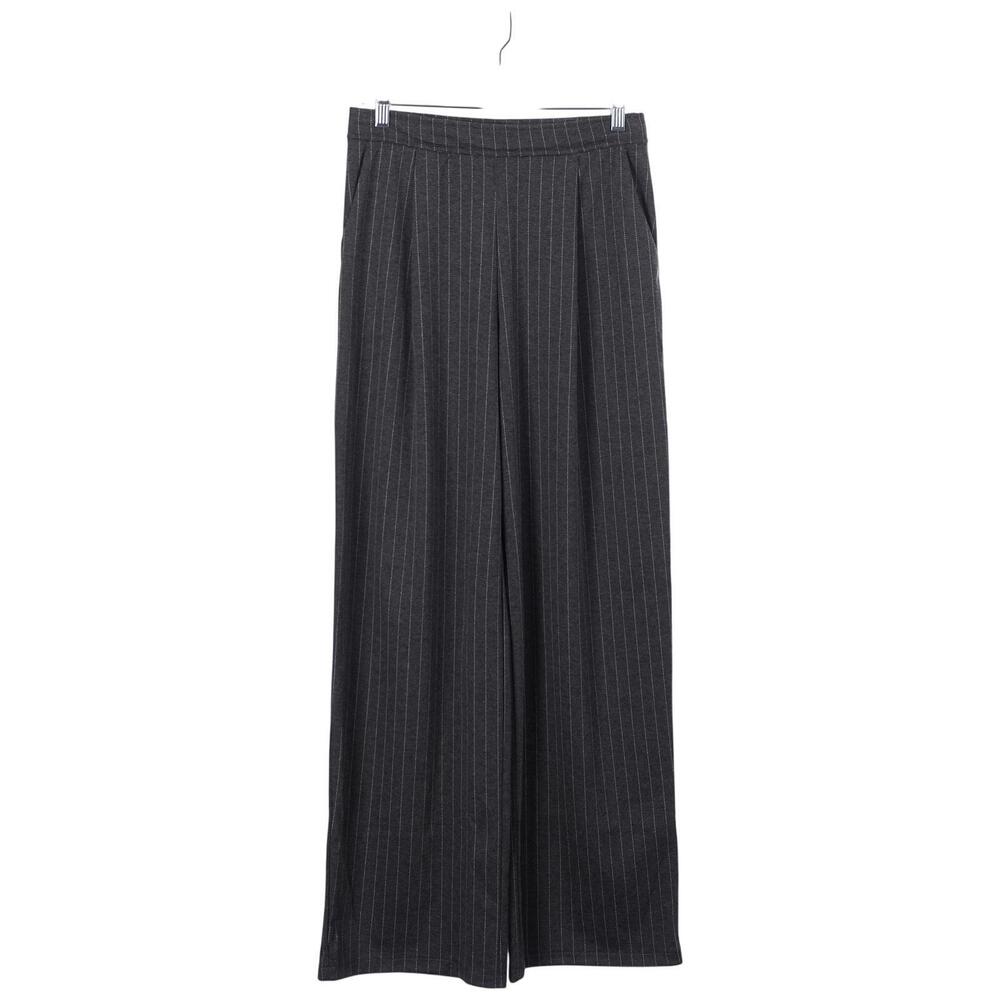 H&M Pants S Gray Pinstripe High Rise Wide Leg Pull On Pockets Trouser Office